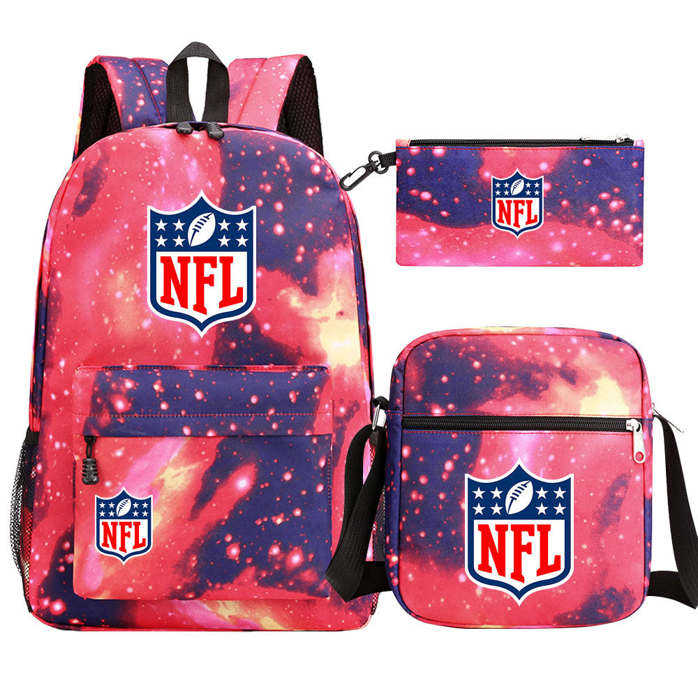 Football Team League Printed Schoolbag Backpack Shoulder Bag Pencil Bag 3pcs set for Kids Students