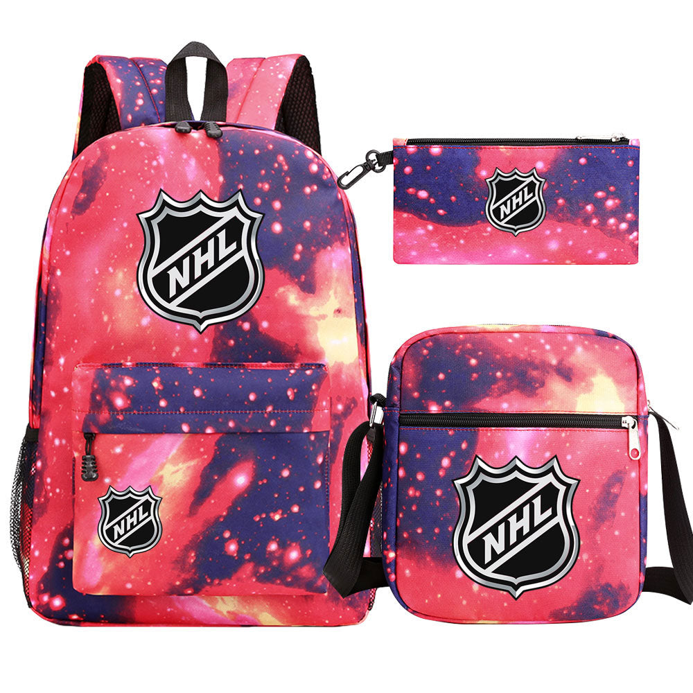 Hockey Team  Printed Schoolbag Backpack Shoulder Bag Pencil Bag 3pcs set for Kids Students