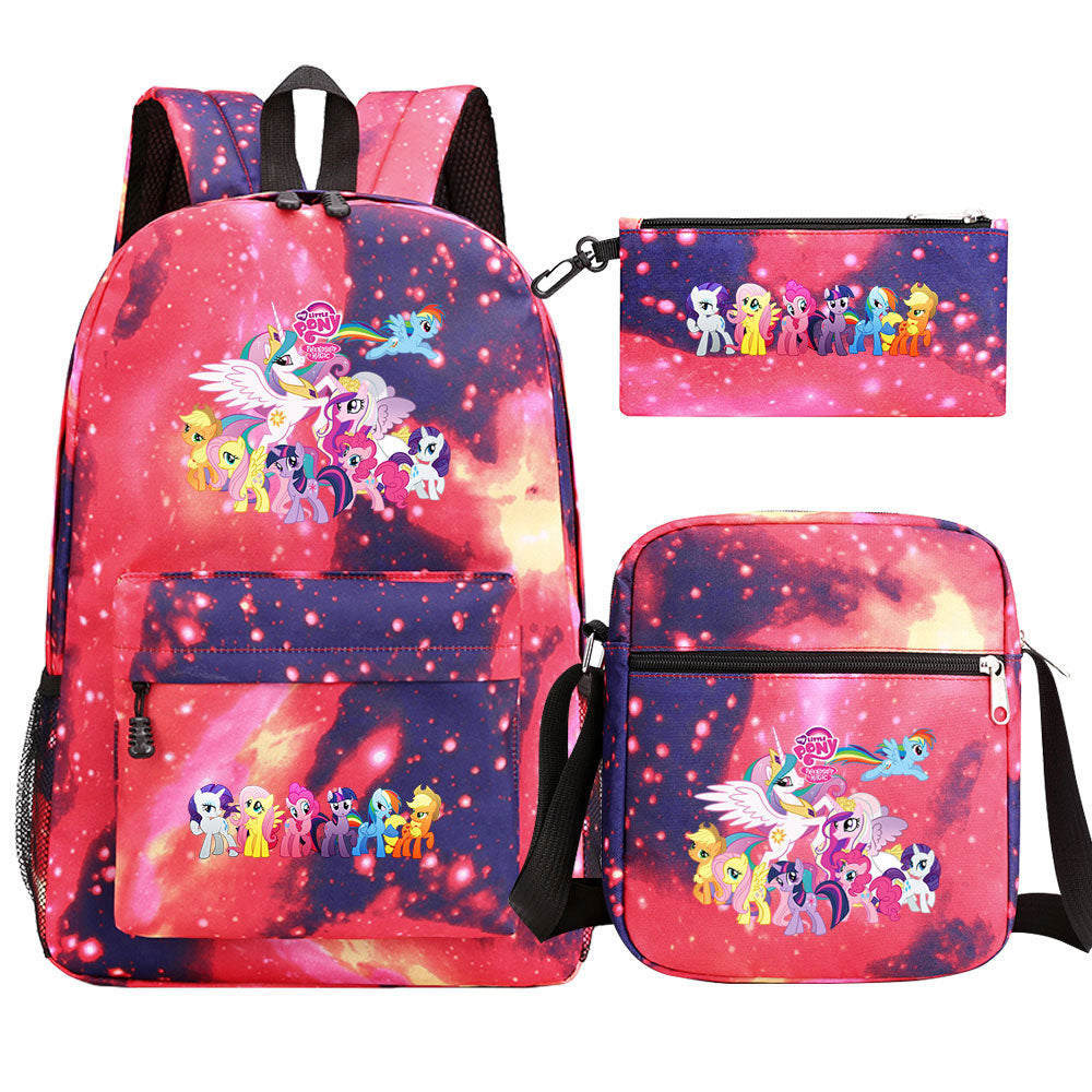 My Little Pony Schoolbag Backpack Shoulder Bag Pencil Bag 3pcs set for Kids Students