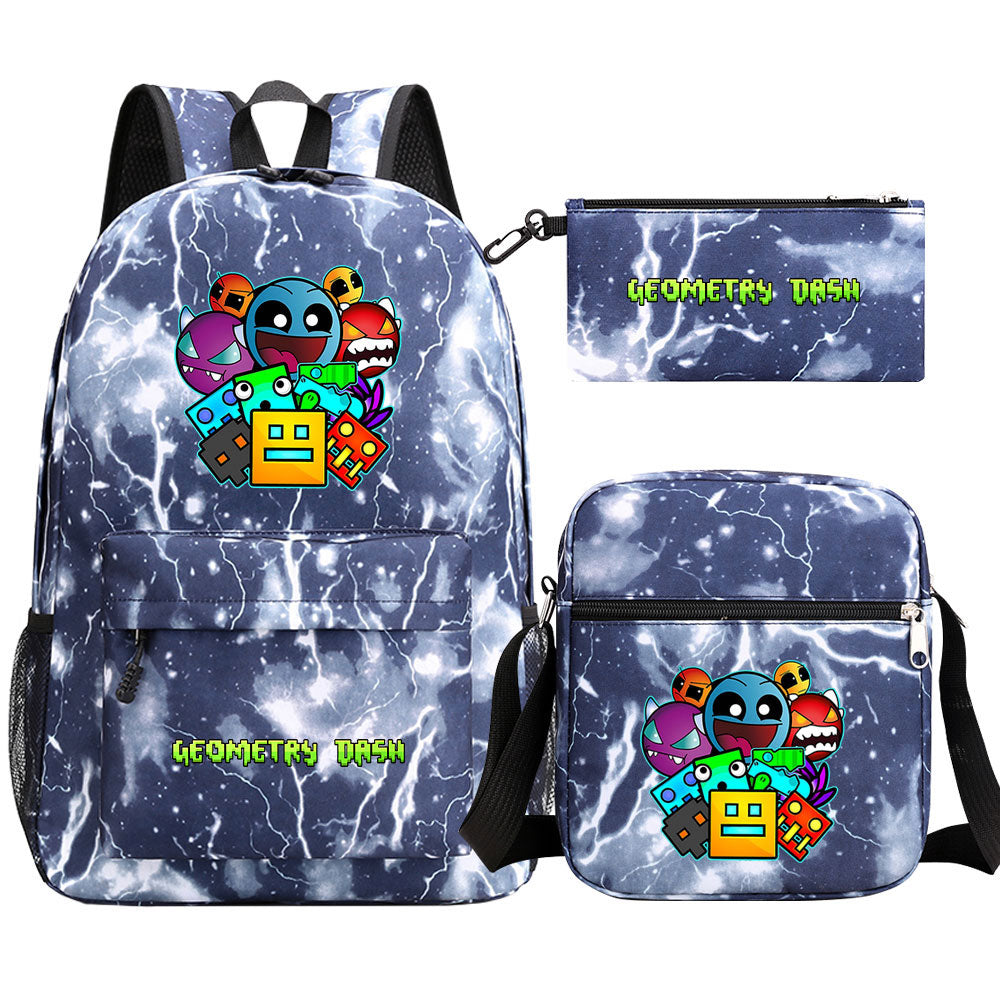 Geometry Dash Schoolbag Backpack Shoulder Bag Pencil Case set for Kids Students