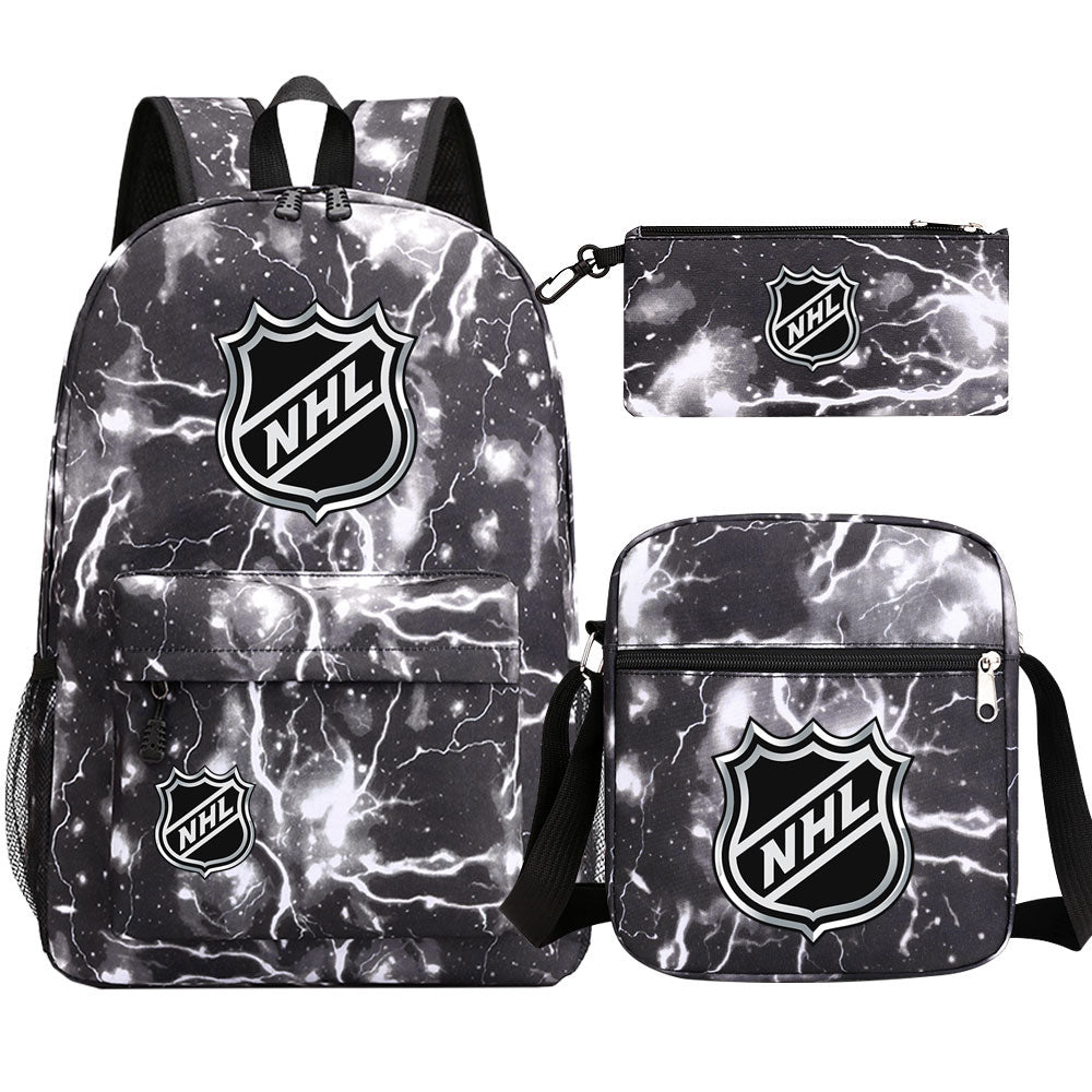 Hockey Team  Printed Schoolbag Backpack Shoulder Bag Pencil Bag 3pcs set for Kids Students