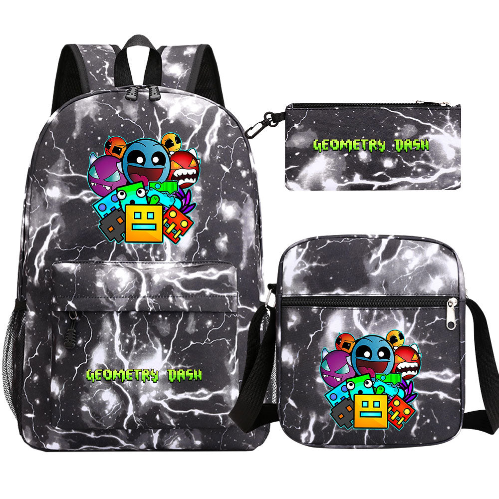 Geometry Dash Schoolbag Backpack Shoulder Bag Pencil Case set for Kids Students