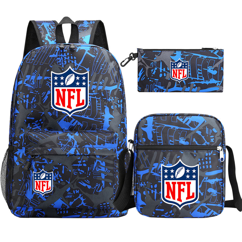 Football Team League Printed Schoolbag Backpack Shoulder Bag Pencil Bag 3pcs set for Kids Students