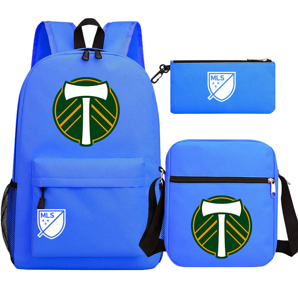 Portland Soccer Timbers Printed Schoolbag Backpack Shoulder Bag Pencil Bag 3pcs set for Kids Students