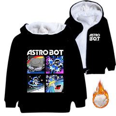 Astro bot Sherpa Lined Hoodie Fleece Sweatshirt Full Zip Hooded Jacket for Kids