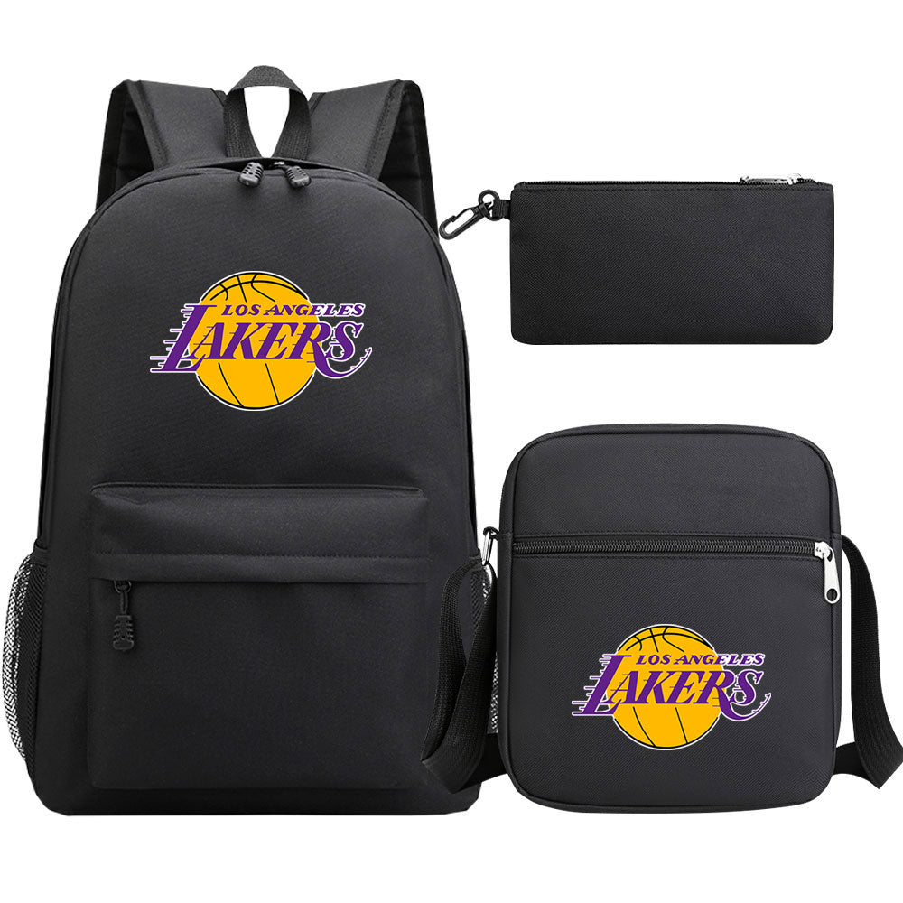 Los Angeles Lakers Schoolbag Backpack Shoulder Bag Pencil Bag 3pcs set for Kids Students