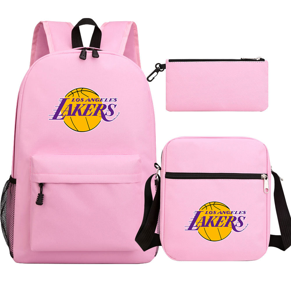 Los Angeles Lakers Schoolbag Backpack Shoulder Bag Pencil Bag 3pcs set for Kids Students