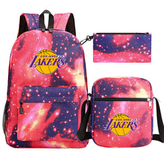 Los Angeles Lakers Schoolbag Backpack Shoulder Bag Pencil Bag 3pcs set for Kids Students
