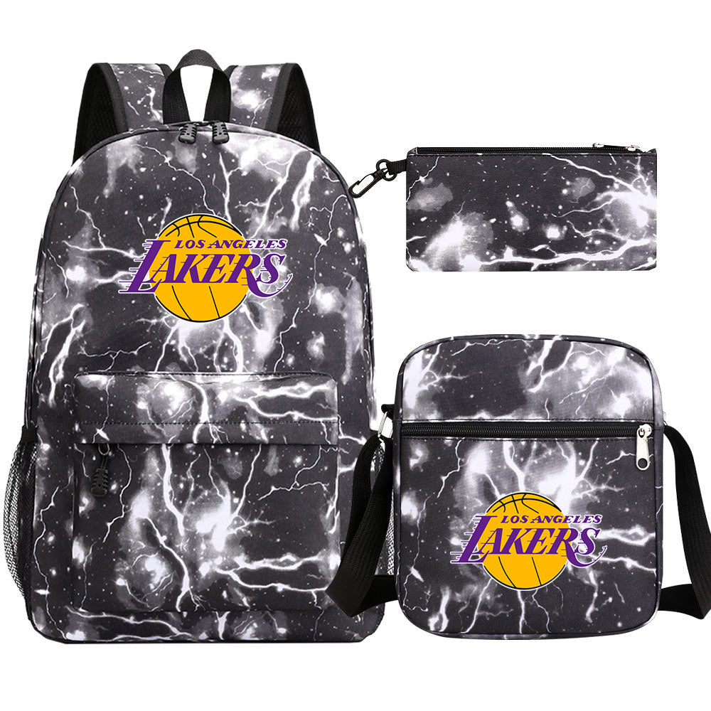 Los Angeles Lakers Schoolbag Backpack Shoulder Bag Pencil Bag 3pcs set for Kids Students