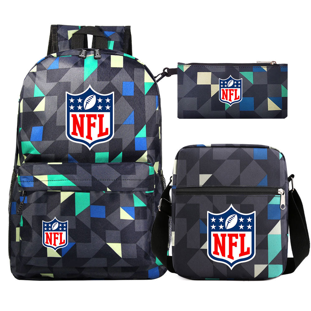 Football Team League Printed Schoolbag Backpack Shoulder Bag Pencil Bag 3pcs set for Kids Students