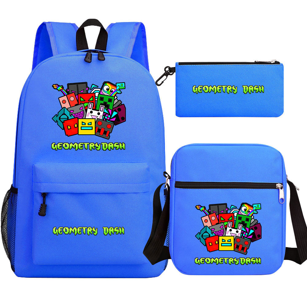 Geometry Dash Schoolbag Backpack Shoulder Bag Pencil Case set for Kids Students