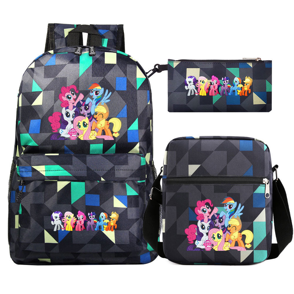 My Little Pony Schoolbag Backpack Shoulder Bag Pencil Bag 3pcs set for Kids Students
