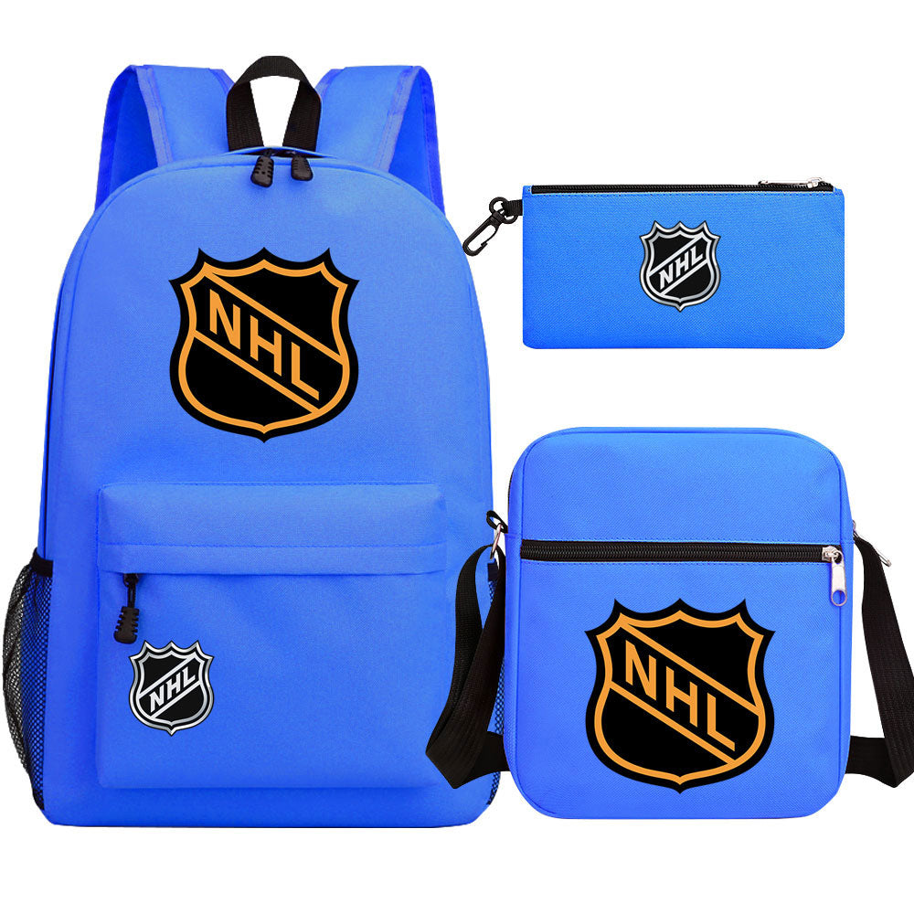 Hockey Team  Printed Schoolbag Backpack Shoulder Bag Pencil Bag 3pcs set for Kids Students