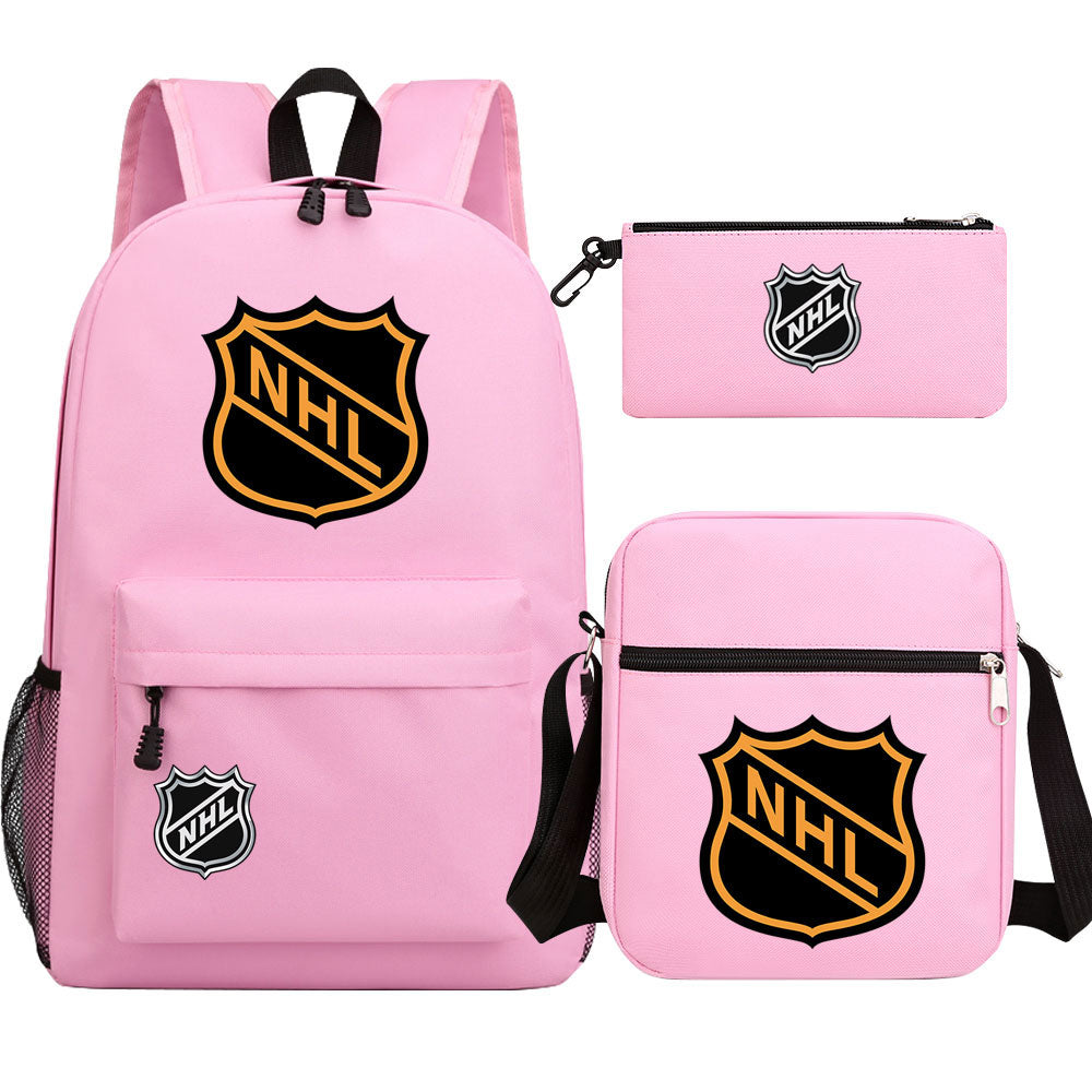 Hockey Team  Printed Schoolbag Backpack Shoulder Bag Pencil Bag 3pcs set for Kids Students