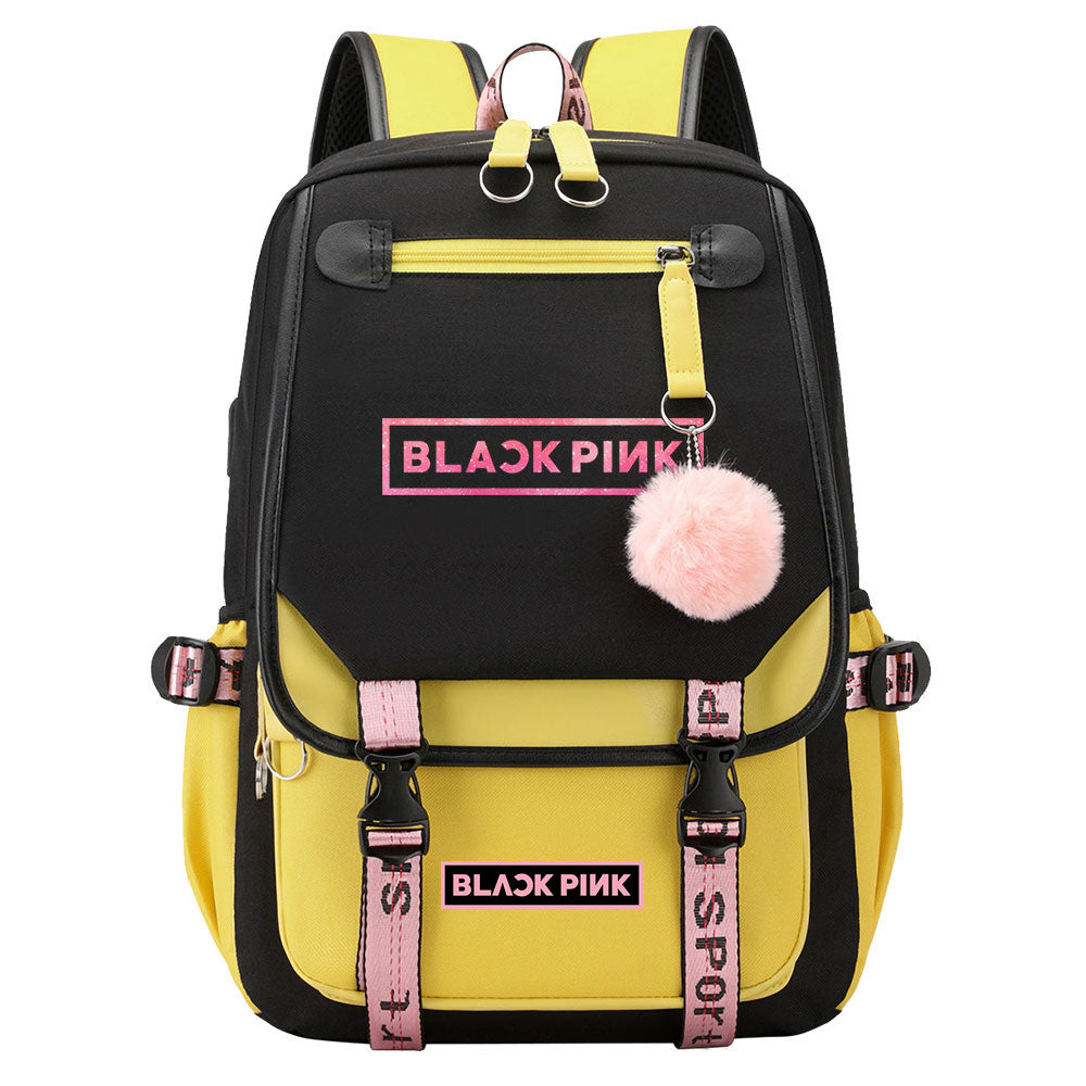 Kpop Blackpink Waterproof Backpack School Notebook Travel Bag USB Charging