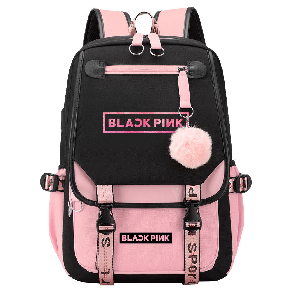 Kpop Blackpink Waterproof Backpack School Notebook Travel Bag USB Charging