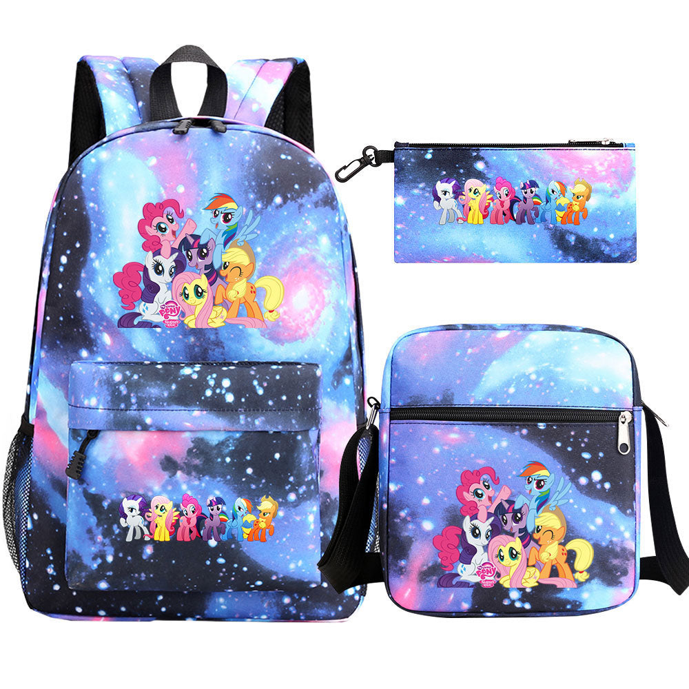 My Little Pony Schoolbag Backpack Shoulder Bag Pencil Bag 3pcs set for Kids Students