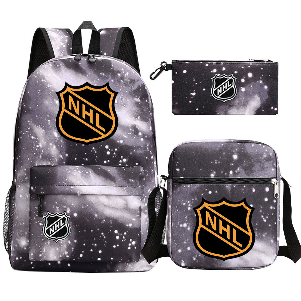 Hockey Team  Printed Schoolbag Backpack Shoulder Bag Pencil Bag 3pcs set for Kids Students