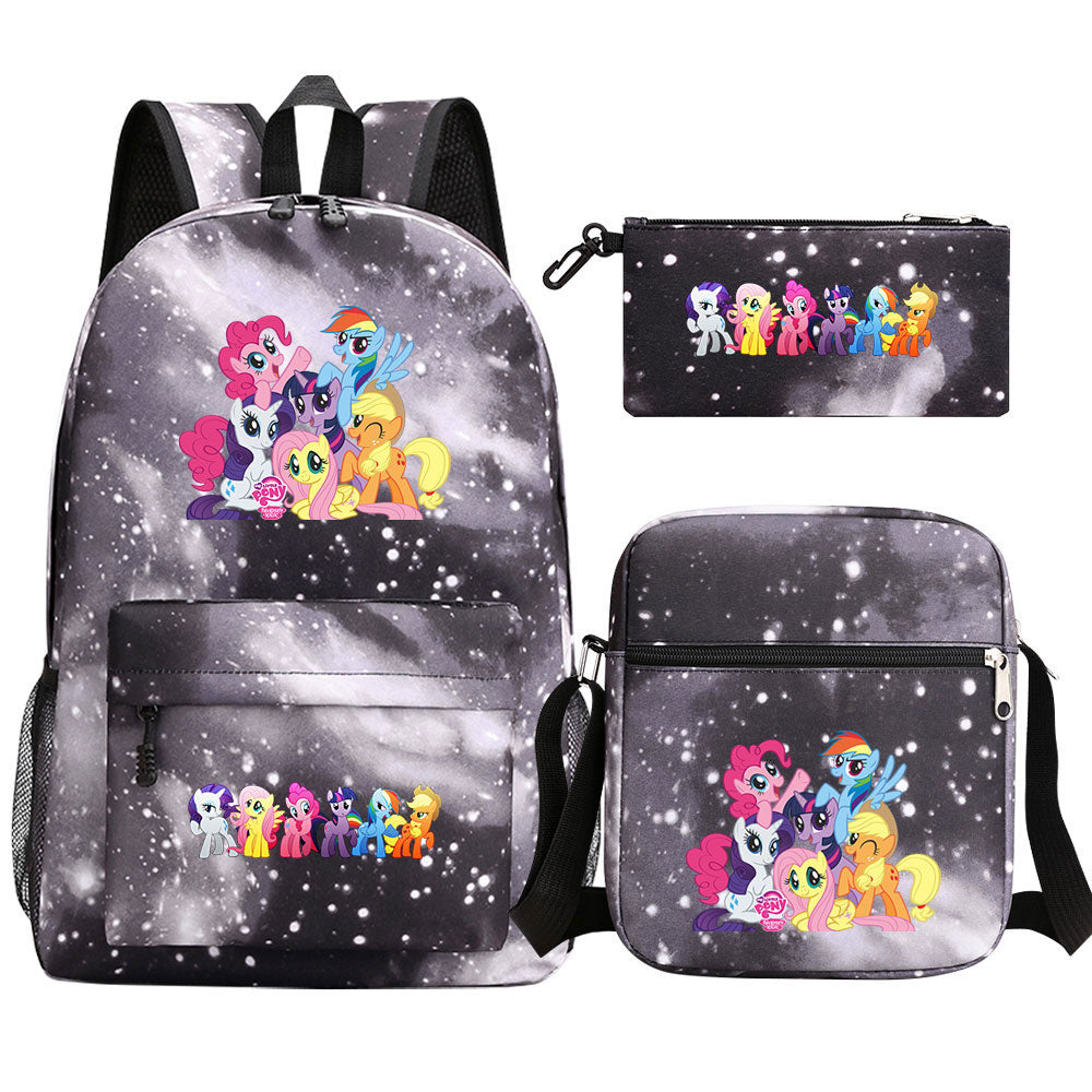 My Little Pony Schoolbag Backpack Shoulder Bag Pencil Bag 3pcs set for Kids Students
