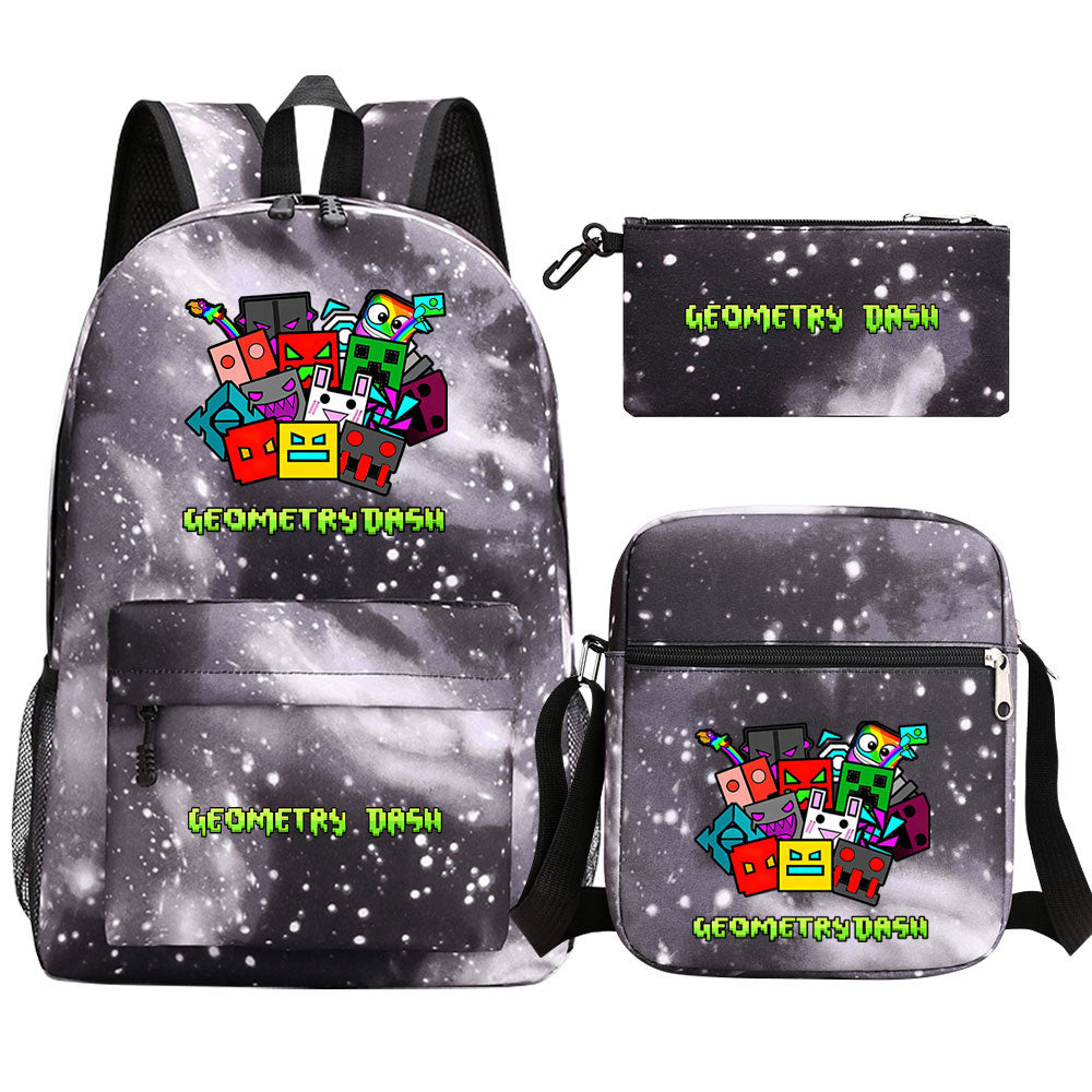 Geometry Dash Schoolbag Backpack Shoulder Bag Pencil Case set for Kids Students