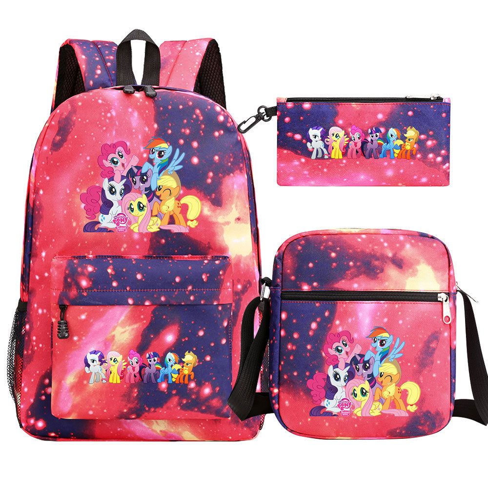 My Little Pony Schoolbag Backpack Shoulder Bag Pencil Bag 3pcs set for Kids Students