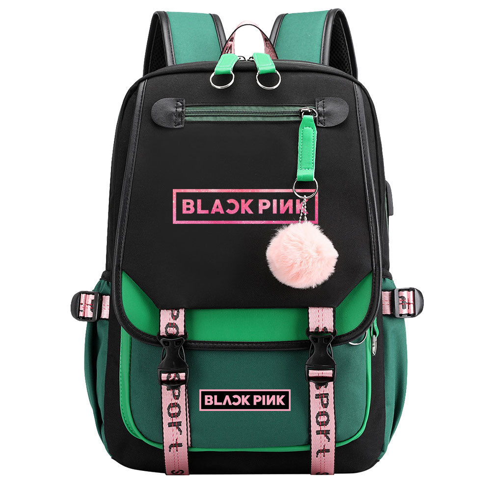 Kpop Blackpink Waterproof Backpack School Notebook Travel Bag USB Charging