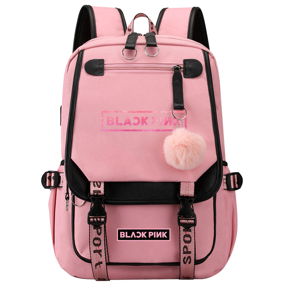 Kpop Blackpink Waterproof Backpack School Notebook Travel Bag USB Charging