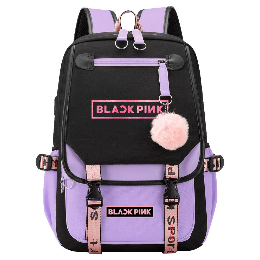 Kpop Blackpink Waterproof Backpack School Notebook Travel Bag USB Charging