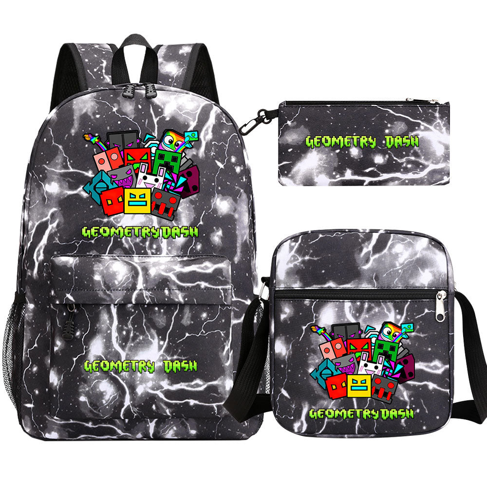 Geometry Dash Schoolbag Backpack Shoulder Bag Pencil Case set for Kids Students