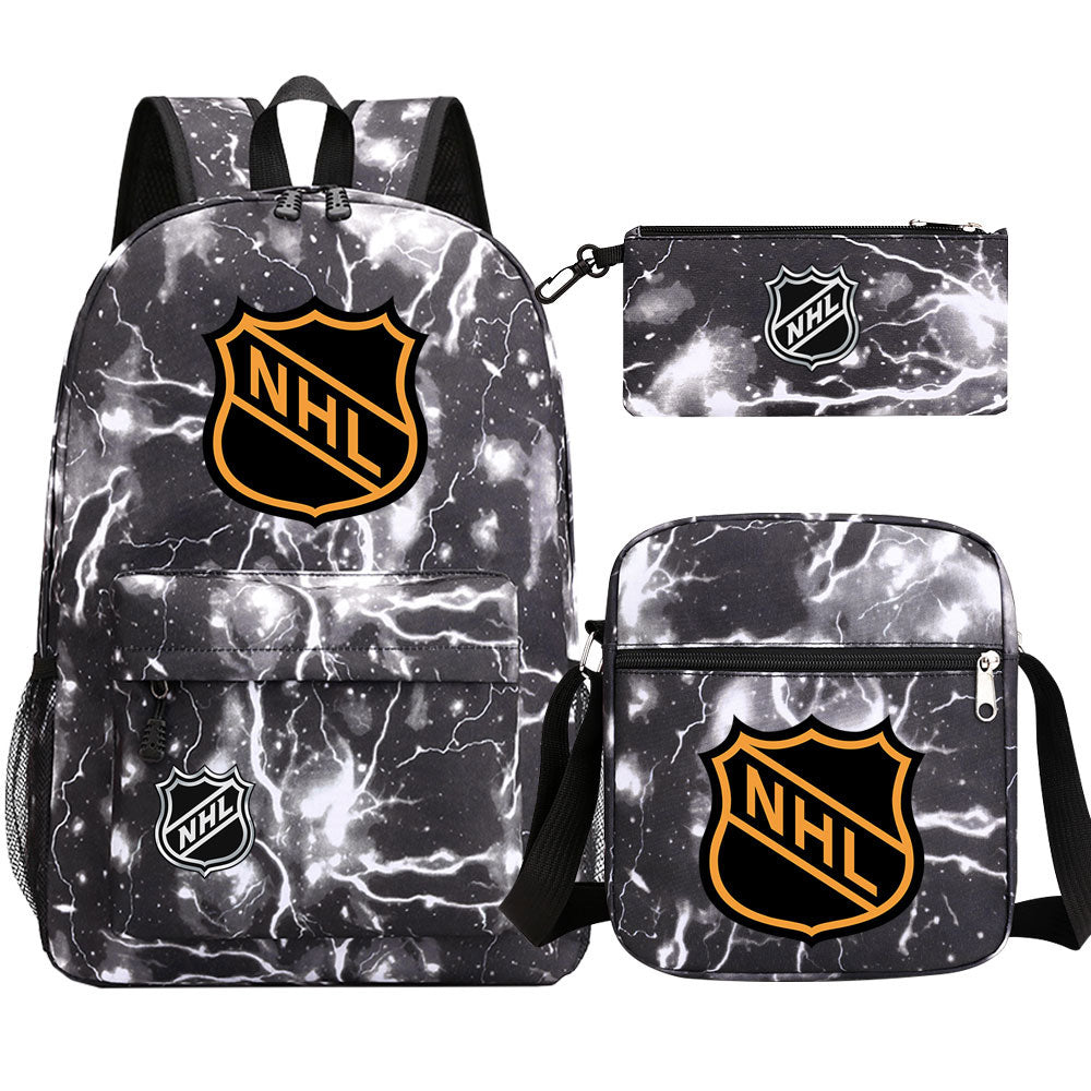 Hockey Team  Printed Schoolbag Backpack Shoulder Bag Pencil Bag 3pcs set for Kids Students