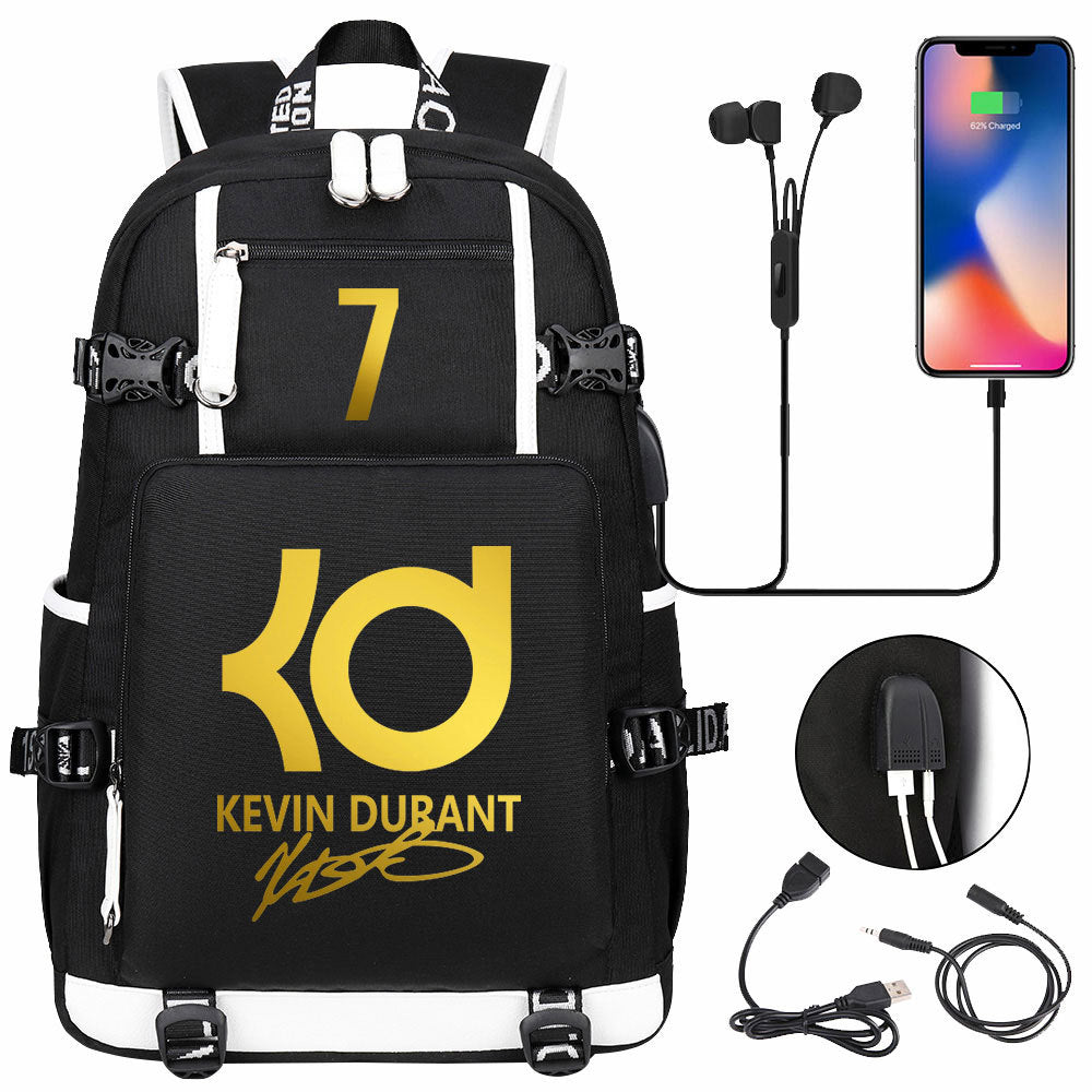 Kobe Black Mamba Curry Bucks USB Charging Backpack School Notebook Travel Bags Basketball Bag