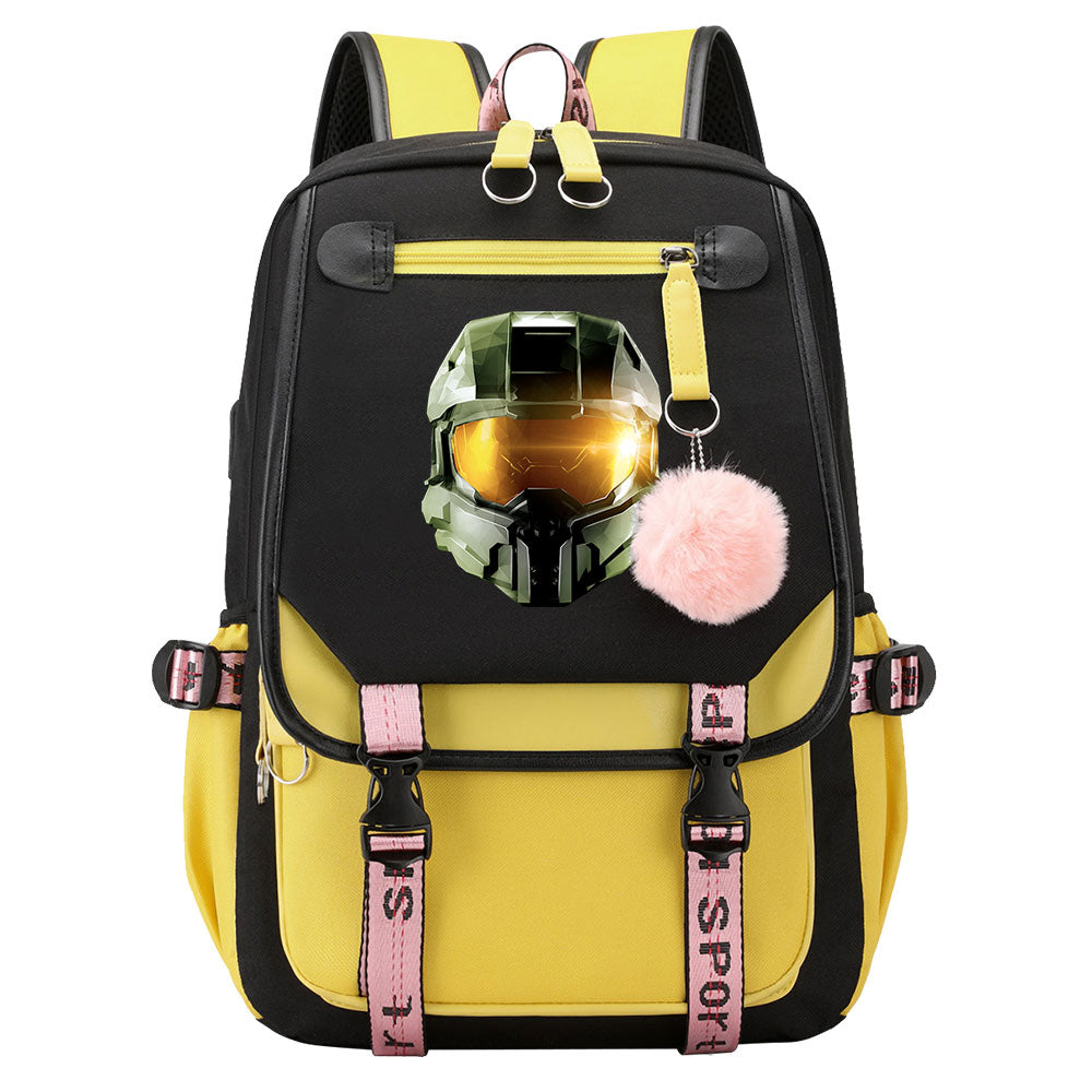 Halo Infinite Waterproof Backpack School Notebook Travel Bag USB Charging