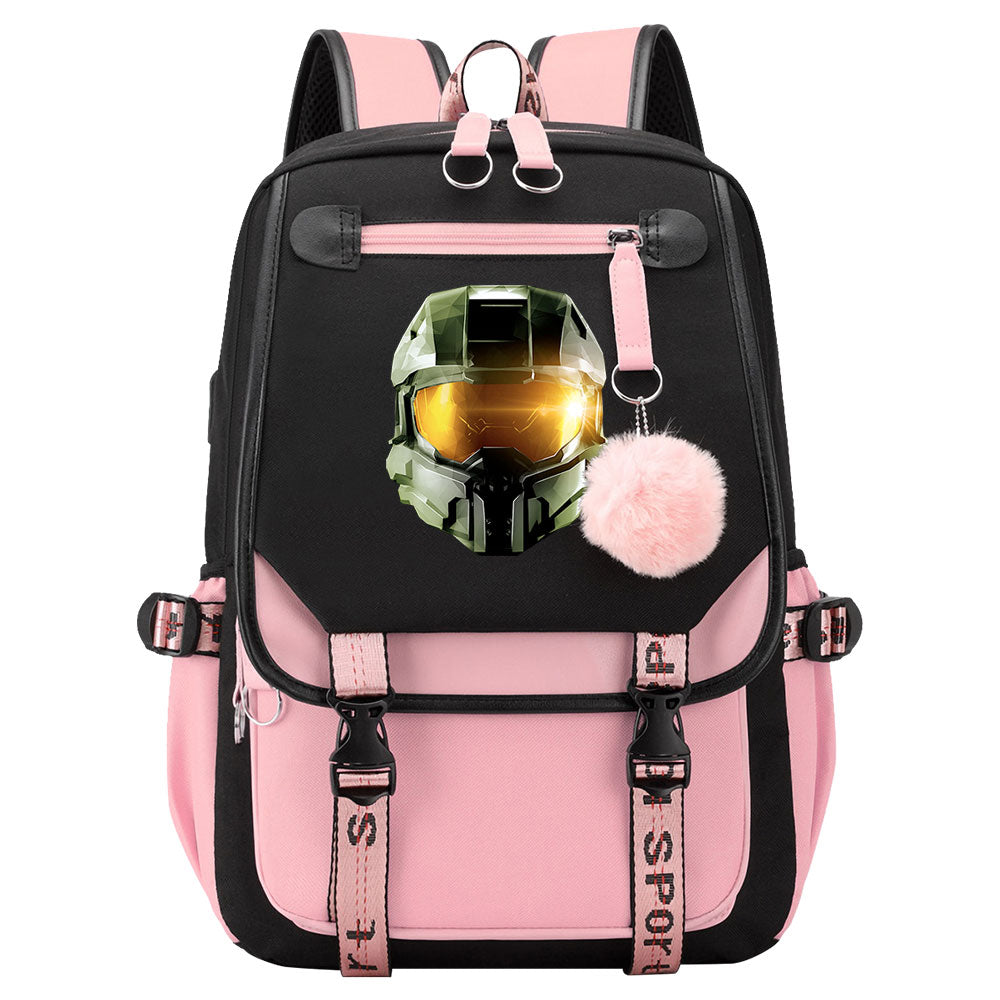 Halo Infinite Waterproof Backpack School Notebook Travel Bag USB Charging