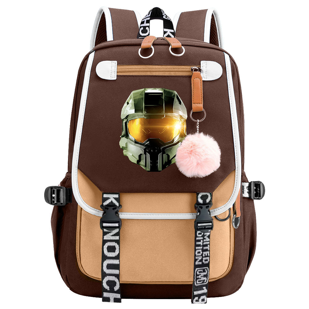 Halo Infinite Waterproof Backpack School Notebook Travel Bag USB Charging