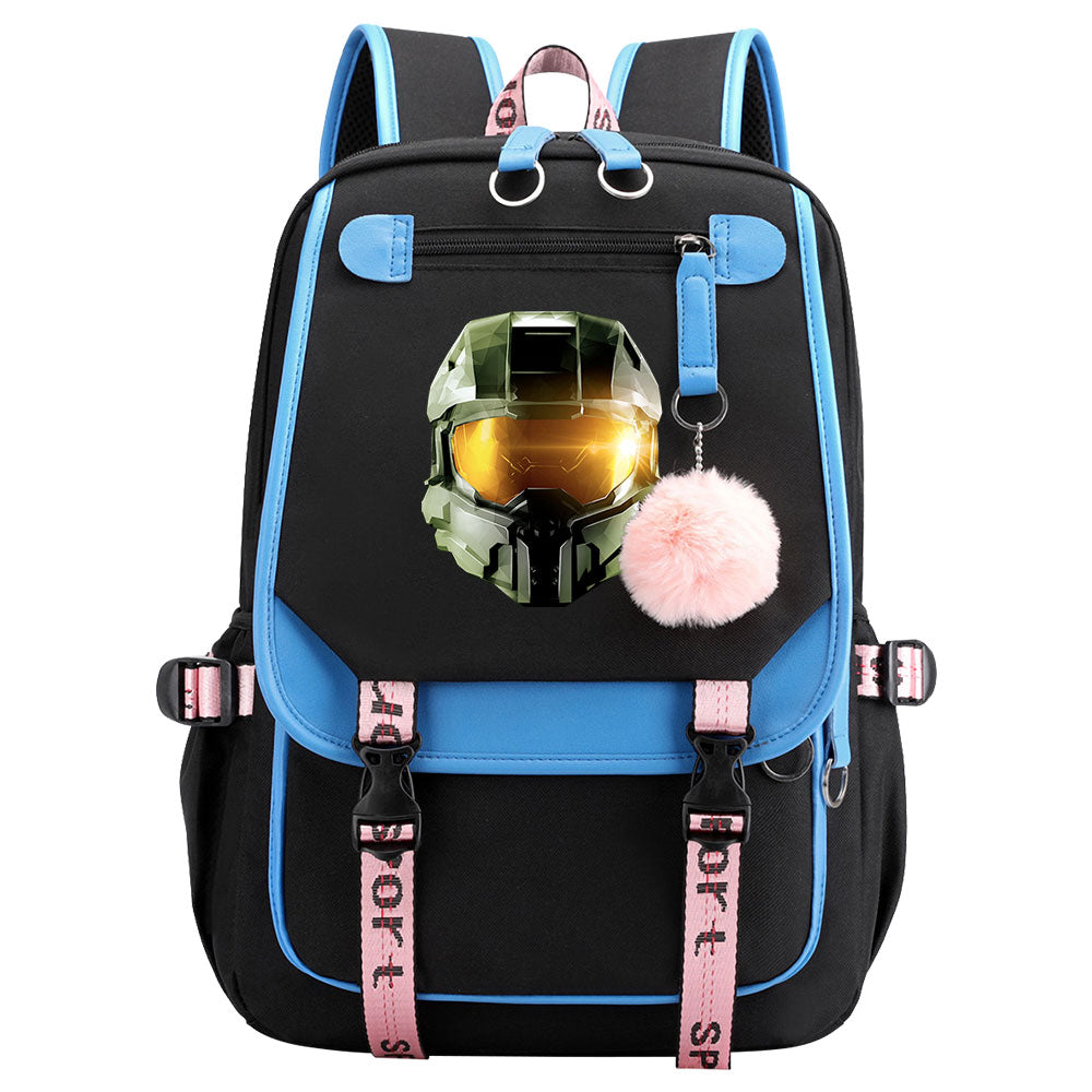Halo Infinite Waterproof Backpack School Notebook Travel Bag USB Charging