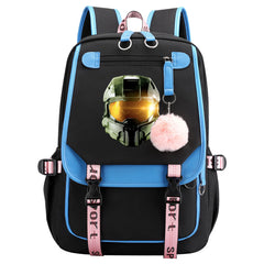 Halo Infinite Waterproof Backpack School Notebook Travel Bag USB Charging