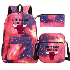 Chicago Bulls Schoolbag Backpack Shoulder Bag Pencil Bag 3pcs set for Kids Students
