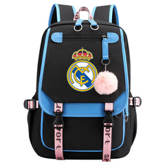 Real Madrid Football Club Waterproof Backpack School Notebook Travel Bags USB Charging