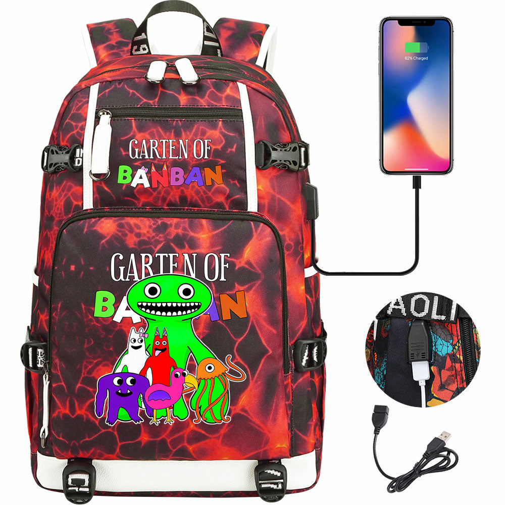 Garten of Banban USB Charging Backpack School NoteBook Laptop Travel Bags