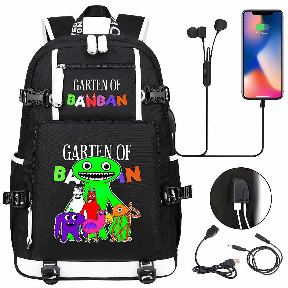 Garten of Banban USB Charging Backpack School NoteBook Laptop Travel Bags