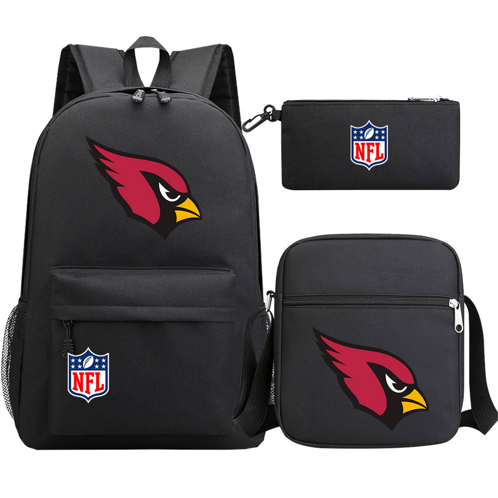 Arizona Cardinals Football Team Printed Schoolbag Backpack Shoulder Bag Pencil Bag 3pcs set for Kids Students