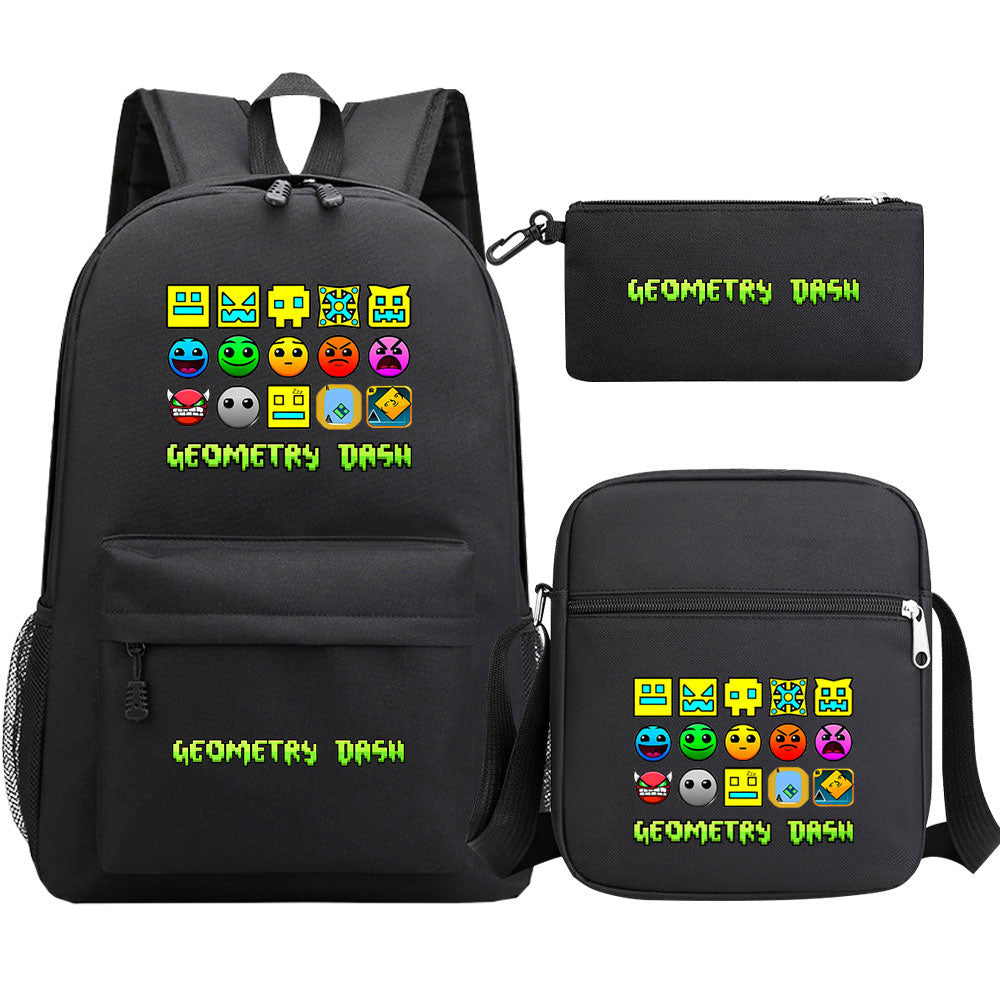 Geometry Dash Schoolbag Backpack Shoulder Bag Pencil Case set for Kids Students