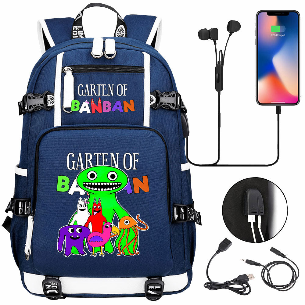 Garten of Banban USB Charging Backpack School NoteBook Laptop Travel Bags