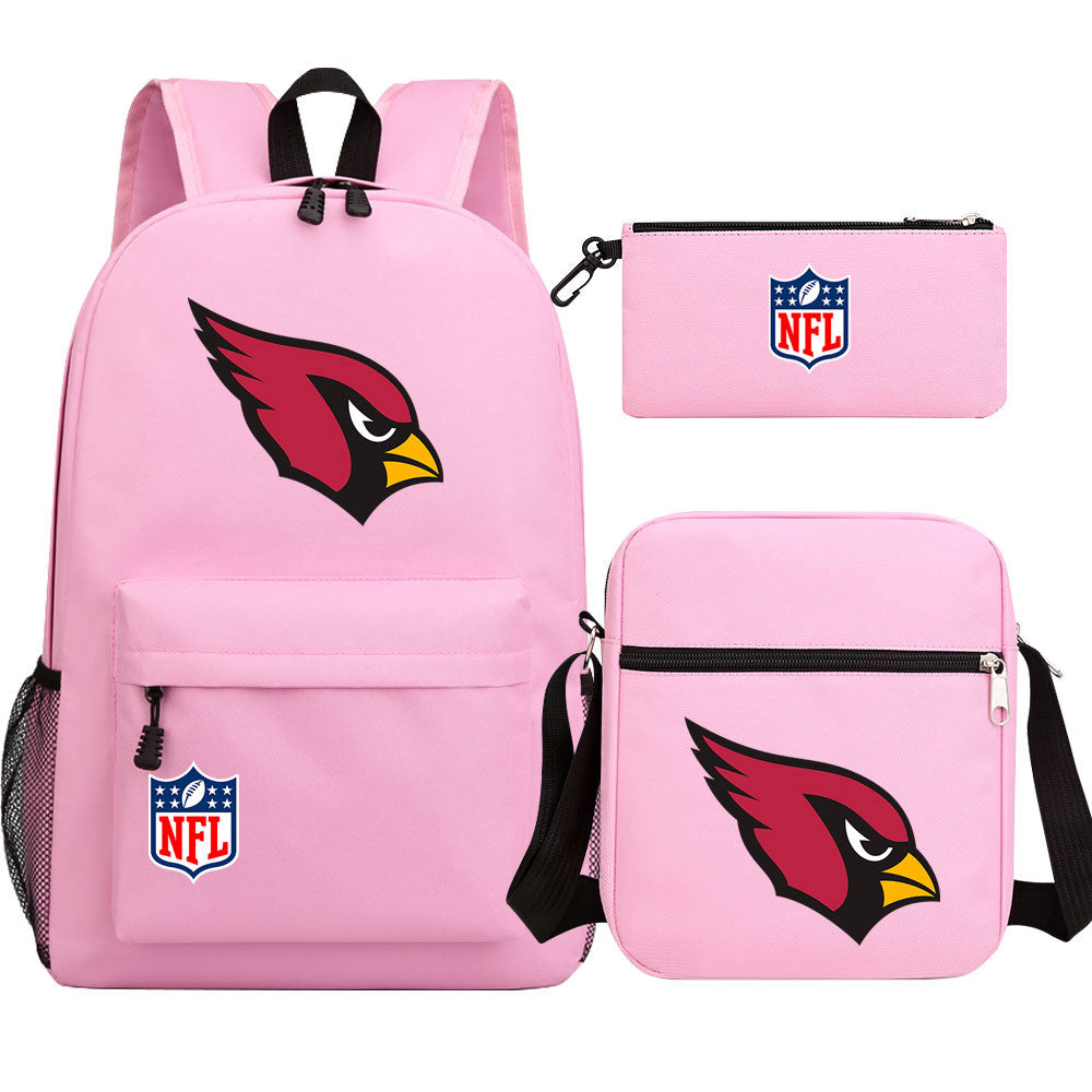 Arizona Cardinals Football Team Printed Schoolbag Backpack Shoulder Bag Pencil Bag 3pcs set for Kids Students