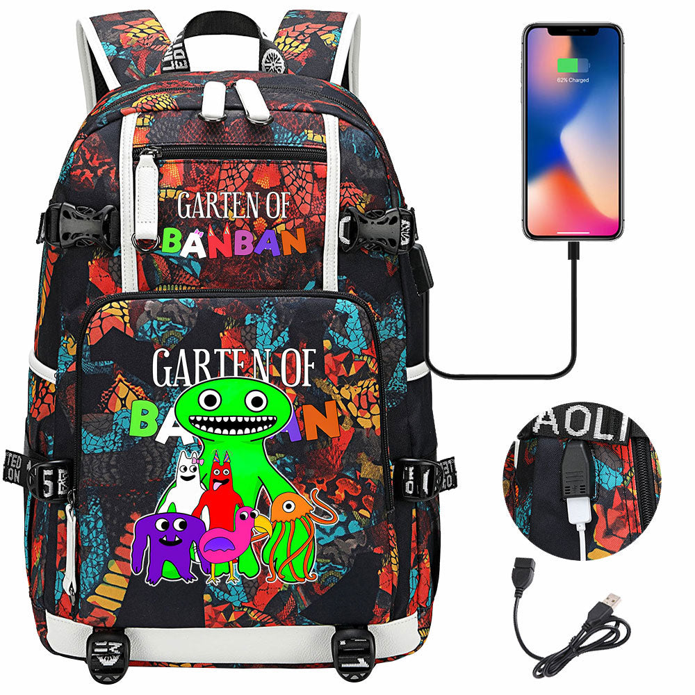 Garten of Banban USB Charging Backpack School NoteBook Laptop Travel Bags