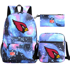 Arizona Cardinals Football Team Printed Schoolbag Backpack Shoulder Bag Pencil Bag 3pcs set for Kids Students