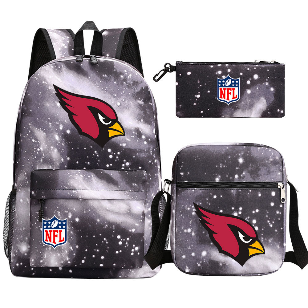 Arizona Cardinals Football Team Printed Schoolbag Backpack Shoulder Bag Pencil Bag 3pcs set for Kids Students