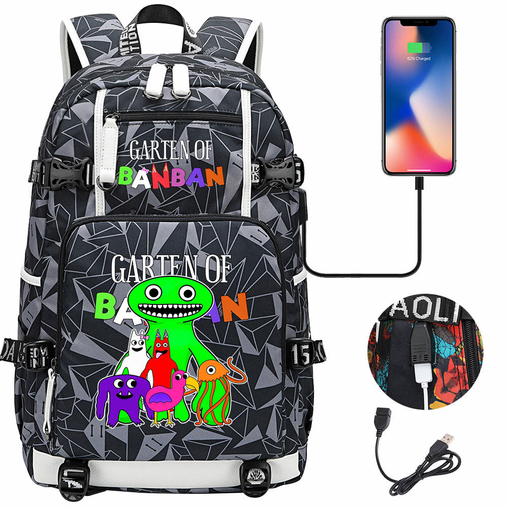 Garten of Banban USB Charging Backpack School NoteBook Laptop Travel Bags