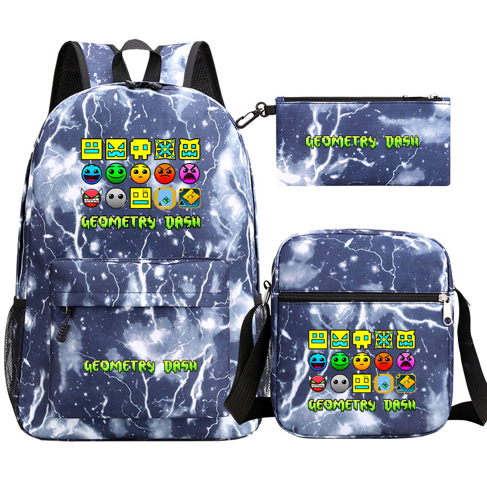 Geometry Dash Schoolbag Backpack Shoulder Bag Pencil Case set for Kids Students