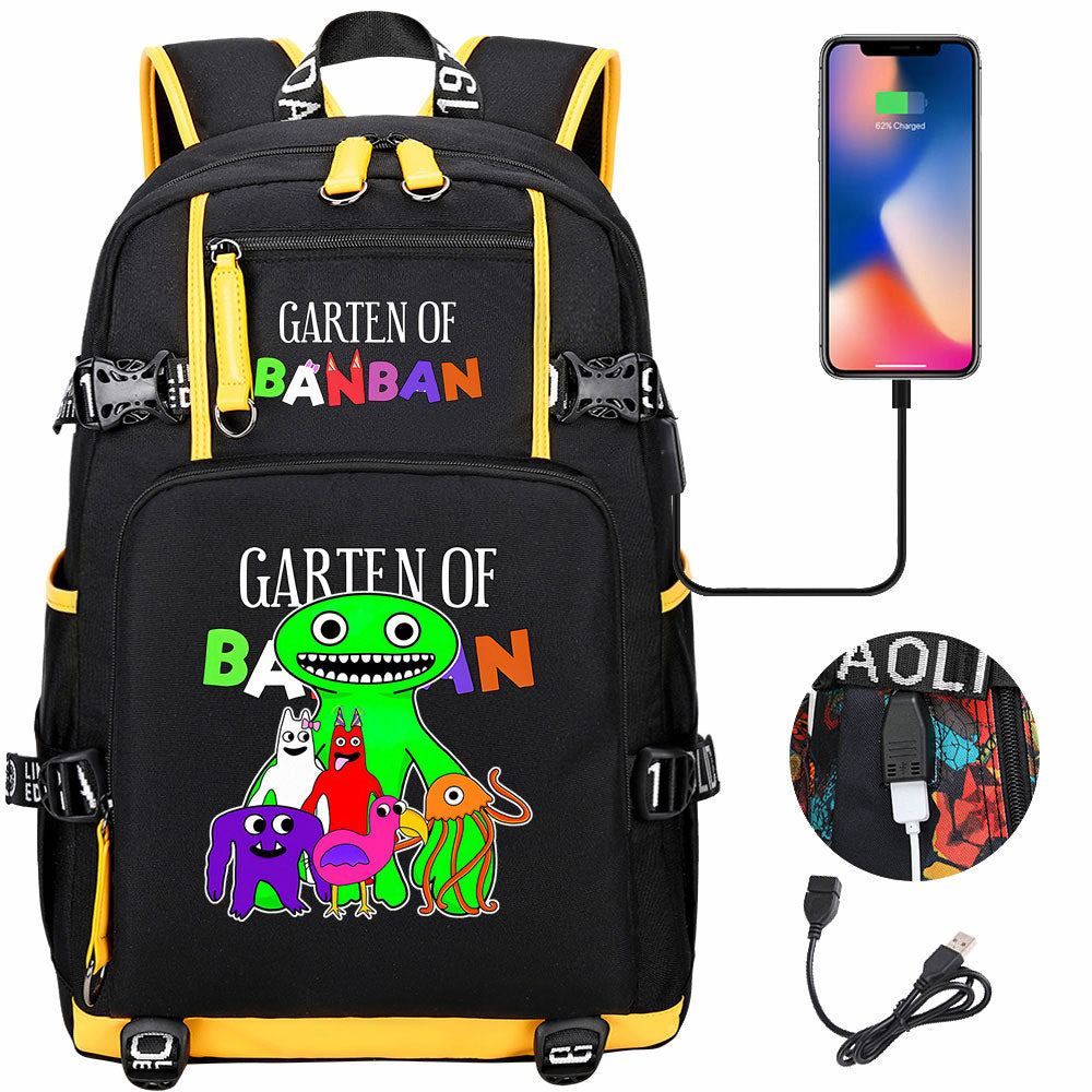 Garten of Banban USB Charging Backpack School NoteBook Laptop Travel Bags